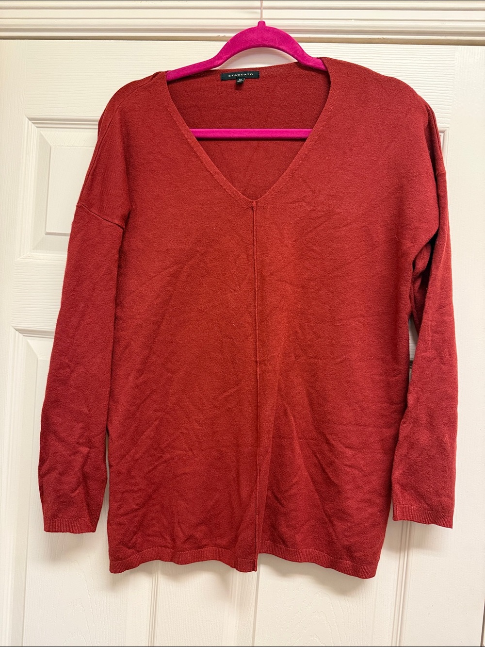 Staccato Brick Red V-Neck Lightweight Knit Sweater